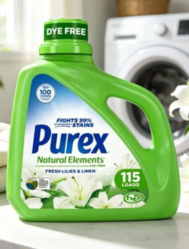 Alt view image 8 of 13 - Purex Natural Elements Fresh Lilies & Linen Liquid Laundry Detergent,150 fl oz115 Loads,DyeFree PlantBased Stain Remover,Gentle on Skin,HESafe for All Fabrics