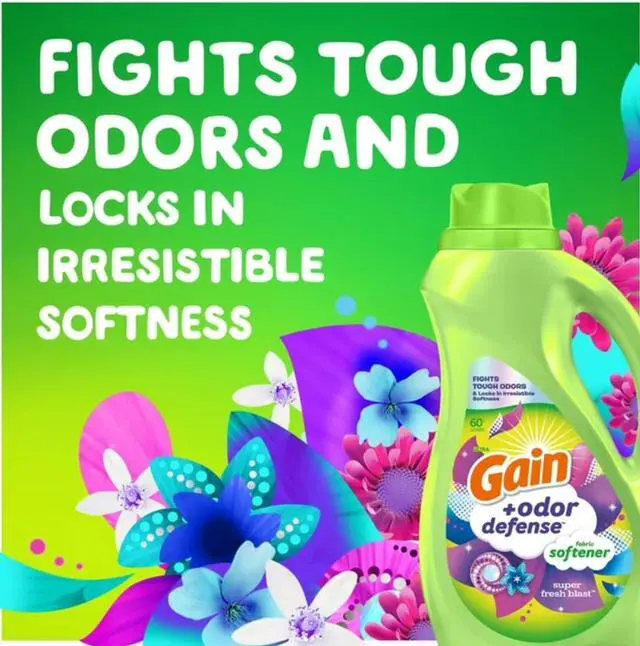 Alt view image 5 of 6 - Gain Odor Defense Liquid Fabric Softener and Conditioner, Super Fresh Blast, 100 fl oz, 136 Loads