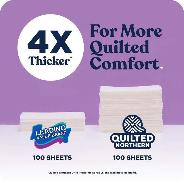 Alt view image 2 of 7 - Quilted Northern Ultra Plush 3-Ply Toilet Paper, 6 Mega Rolls, 255 Sheets Per Roll