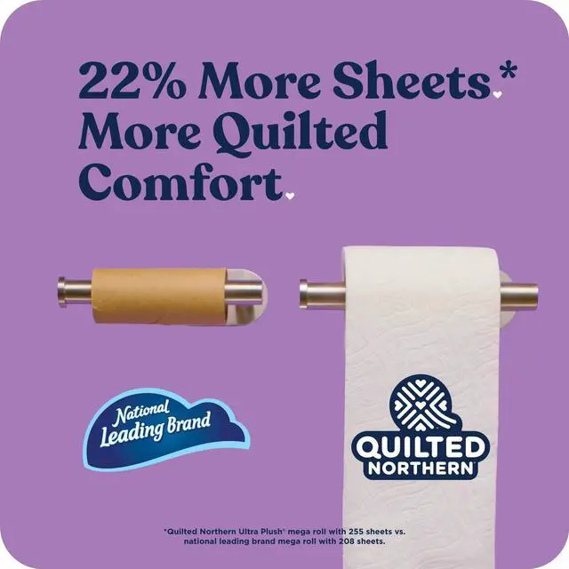 Alt view image 4 of 7 - Quilted Northern Ultra Plush 3-Ply Toilet Paper, 6 Mega Rolls, 255 Sheets Per Roll