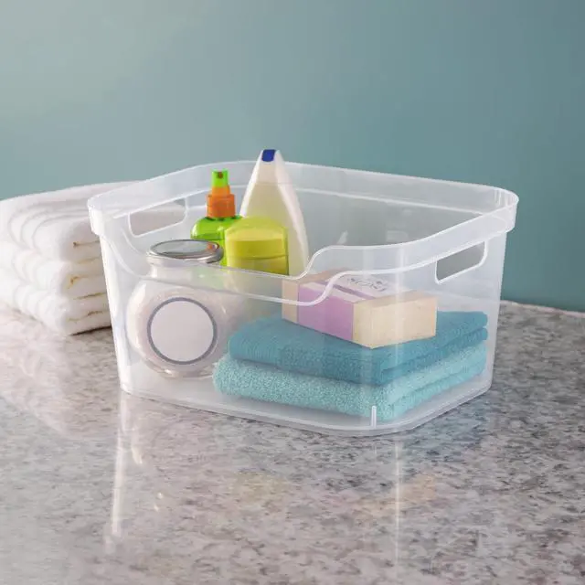 Alt view image 7 of 11 - Large Open Bin with Scoop Front, Clear Plastic