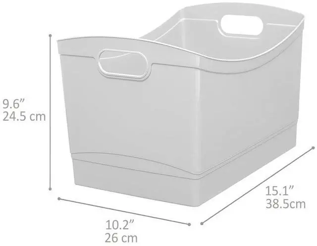 Alt view image 11 of 12 - Utility Storage Organizer Bin, Clear Plastic, Built-In Handles, 15 in x 10 in x 9.5 in