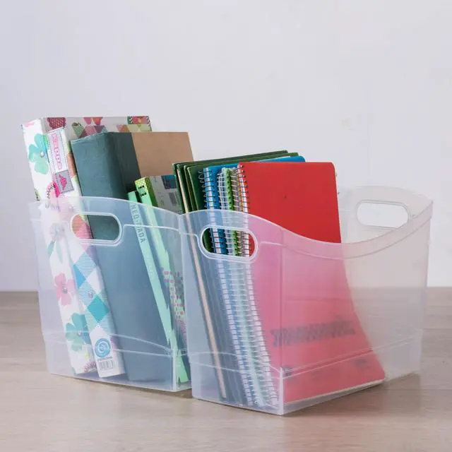 Alt view image 10 of 12 - Utility Storage Organizer Bin, Clear Plastic, Built-In Handles, 15 in x 10 in x 9.5 in
