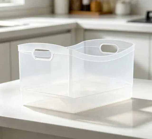 Alt view image 7 of 12 - Utility Storage Organizer Bin, Clear Plastic, Built-In Handles, 15 in x 10 in x 9.5 in