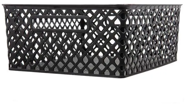 Alt view image 2 of 6 - Mainstays Medium Black Decorative Plastic Storage Basket, 14 in