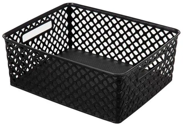 Alt view image 4 of 6 - Mainstays Medium Black Decorative Plastic Storage Basket, 14 in