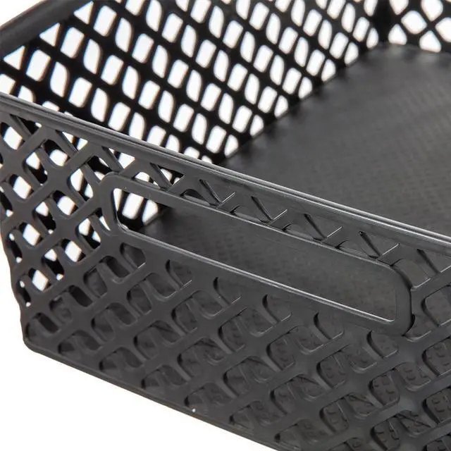 Alt view image 3 of 6 - Mainstays Medium Black Decorative Plastic Storage Basket, 14 in