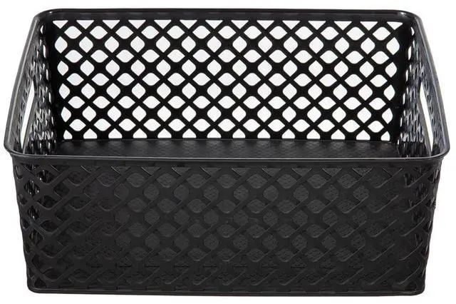 Alt view image 5 of 6 - Mainstays Medium Black Decorative Plastic Storage Basket, 14 in