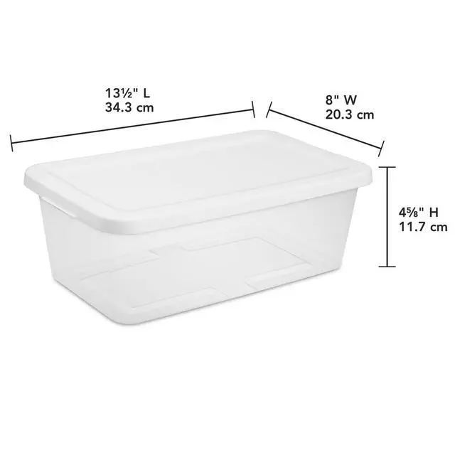 Alt view image 3 of 6 - Sterilite Set of (10) 6 Quart Small Storage Bins, Clear Plastic Storage Containers with Snap-on Lids, White
