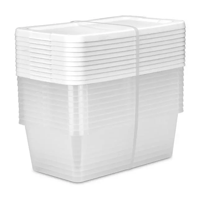 Alt view image 2 of 6 - Sterilite Set of (10) 6 Quart Small Storage Bins, Clear Plastic Storage Containers with Snap-on Lids, White