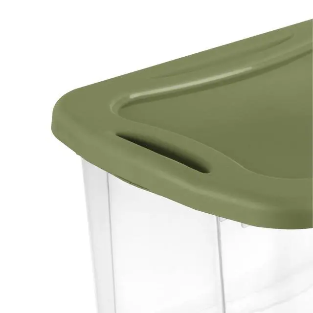 Alt view image 9 of 14 - Sterilite EZCarry Clear Plastic Storage Bin With Lid,40 Quart Stackable Organizer Box,Comfort Grip Handles,BPAFree,For Dorm,Clothing,Crafts & Moving