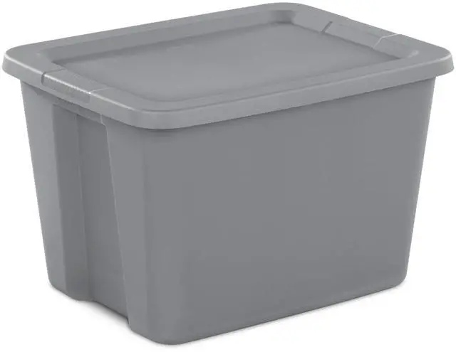 Alt view image 12 of 13 - Sterilite 18 Gallon Gray Plastic Storage Tote With SnapOn Lid,Stackable Organizer Bin,Textured Integrated Handles,BPAFree,For Garage,Dorm,Seasonal Gear & Games