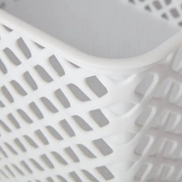 Alt view image 12 of 14 - Mainstays Large White Decorative Plastic Storage Basket, 14.7 in x 12 in x 8.5 in