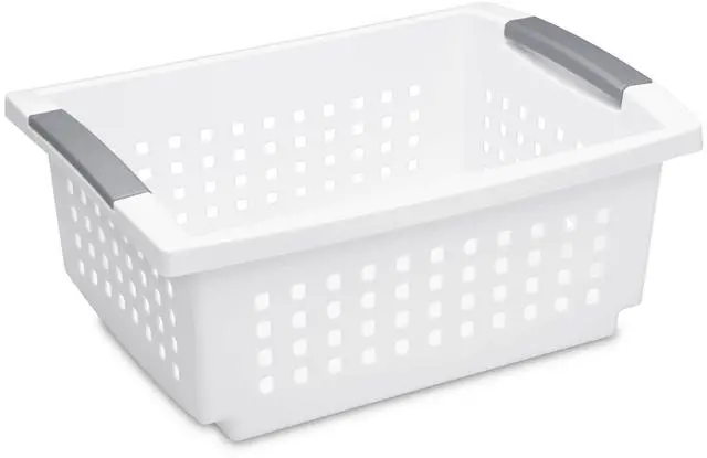 Alt view image 3 of 6 - Sterilite Medium Stacking Basket, Open Plastic Bin, Space Saving Organizers, White
