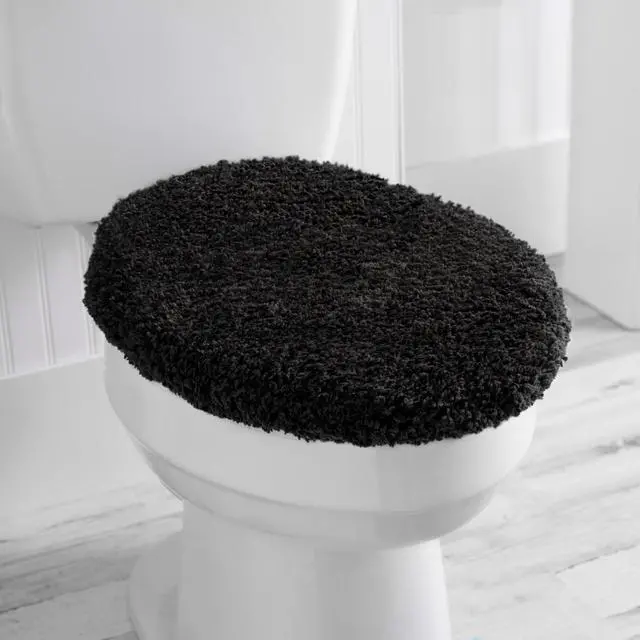 Alt view image 4 of 7 - Mainstays Basic Polyester Toilet Lid Cover, Black, 19" x 22"