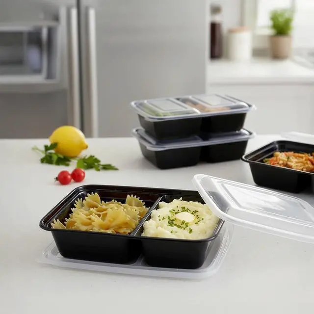 Main image of Mainstays 10-Piece Meal Prep Food Storage Container Set, 5 Containers + 5 Lids, 2-Compartment, BPA-Free