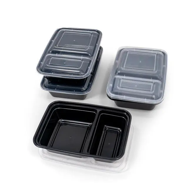 Alt view image 5 of 6 - Mainstays 10-Piece Meal Prep Food Storage Container Set, 5 Containers + 5 Lids, 2-Compartment, BPA-Free