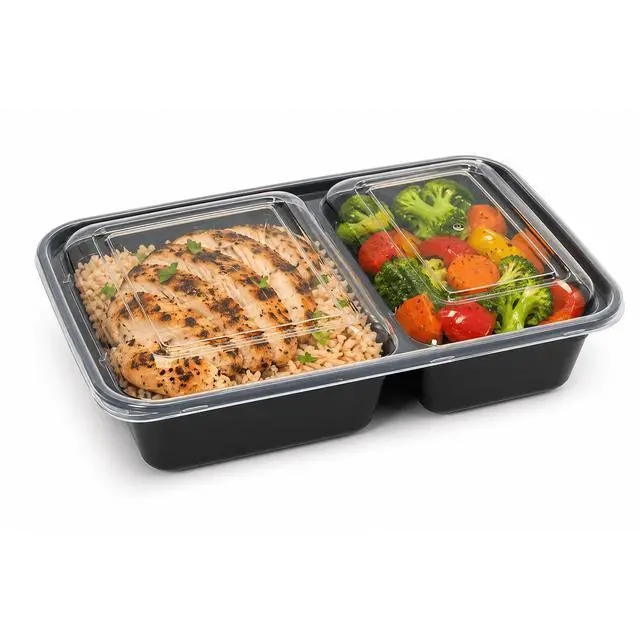 Alt view image 3 of 6 - Mainstays 10-Piece Meal Prep Food Storage Container Set, 5 Containers + 5 Lids, 2-Compartment, BPA-Free