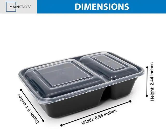 Alt view image 2 of 6 - Mainstays 10-Piece Meal Prep Food Storage Container Set, 5 Containers + 5 Lids, 2-Compartment, BPA-Free