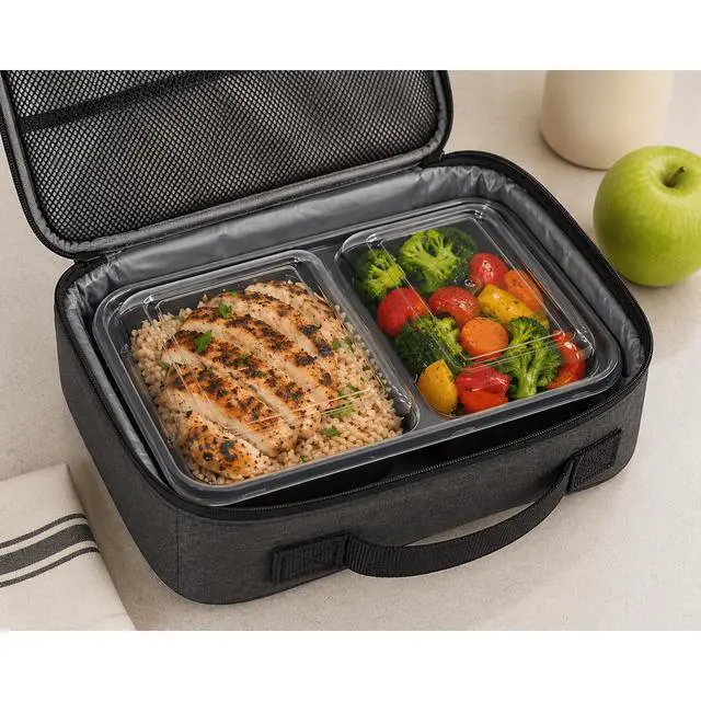 Alt view image 4 of 6 - Mainstays 10-Piece Meal Prep Food Storage Container Set, 5 Containers + 5 Lids, 2-Compartment, BPA-Free