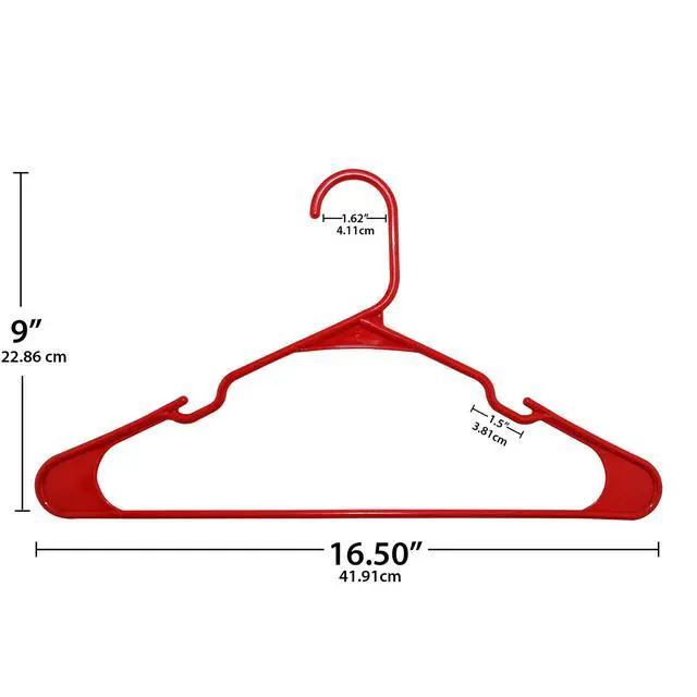 Alt view image 2 of 5 - Mainstays Plastic Notched Adult Clothes Hangers, Red Engine, 50 Count