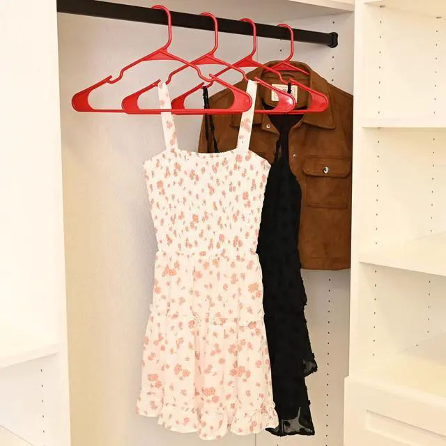 Alt view image 5 of 5 - Mainstays Plastic Notched Adult Clothes Hangers, Red Engine, 50 Count