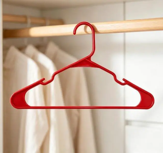 Main image of Mainstays Plastic Notched Adult Clothes Hangers, Red Engine, 50 Count