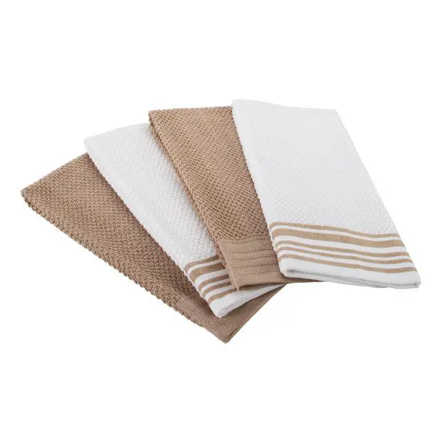Alt view image 4 of 5 - Mainstays 4-Pack 16x26 Woven Kitchen Towel Set, Brownstone