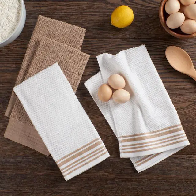 Main image of Mainstays 4-Pack 16x26 Woven Kitchen Towel Set, Brownstone