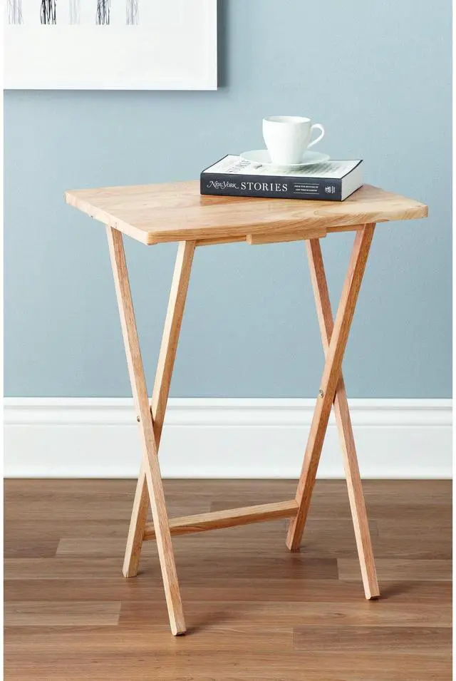 Main image of Mainstays Rubberwood Folding TV Tray Table, Natural
