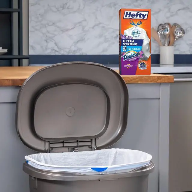 Alt view image 2 of 7 - Hefty Ultra Strong 13 Gallon Trash Bags, Tall Kitchen Trash Bags, White, Fabuloso Lavender Scent, 40 Bags