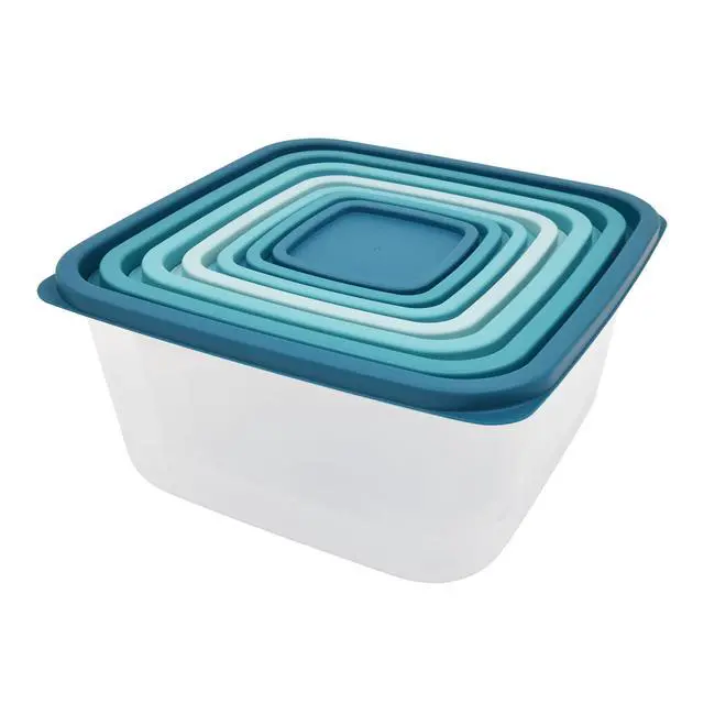 Alt view image 6 of 6 - Mainstays 14 Piece Teal Plastic Food Storage Set, Teal Ombre, Ideal Use for Meal Prep and Batch Cooking