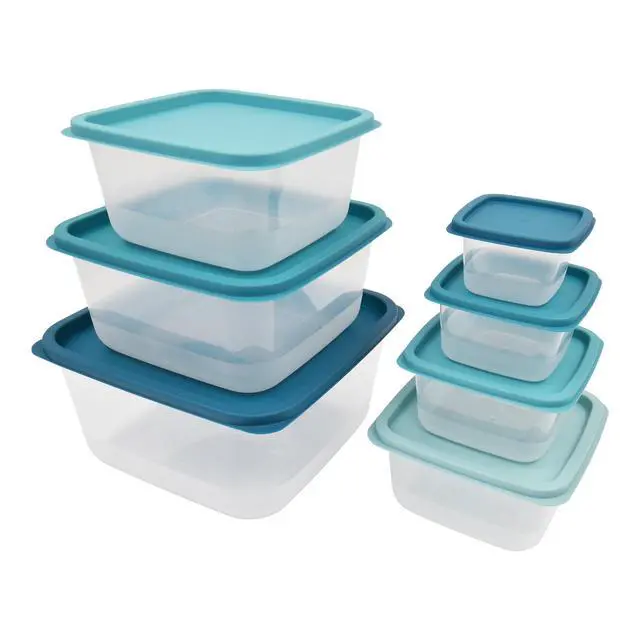 Alt view image 4 of 6 - Mainstays 14 Piece Teal Plastic Food Storage Set, Teal Ombre, Ideal Use for Meal Prep and Batch Cooking