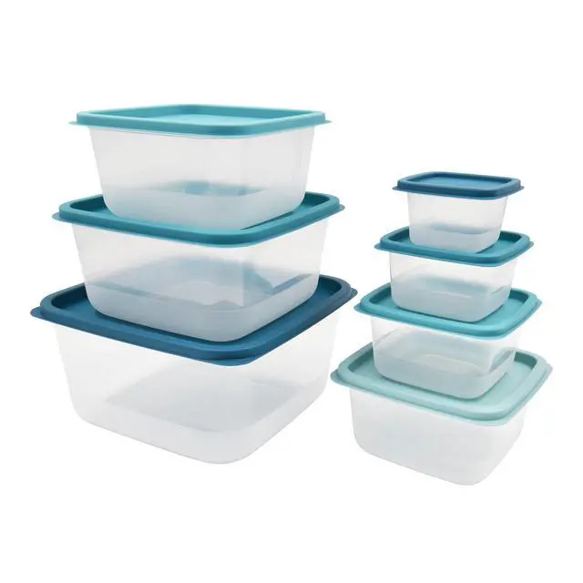 Alt view image 3 of 6 - Mainstays 14 Piece Teal Plastic Food Storage Set, Teal Ombre, Ideal Use for Meal Prep and Batch Cooking