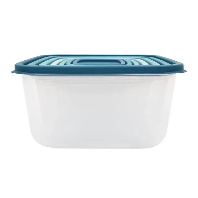 Alt view image 2 of 6 - Mainstays 14 Piece Teal Plastic Food Storage Set, Teal Ombre, Ideal Use for Meal Prep and Batch Cooking