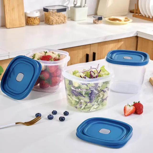 Alt view image 2 of 7 - Mainstays Reusable Food Storage Containers, Deep Medium Square, Plastic, 3 Pack with Lids, 8.5 Cups