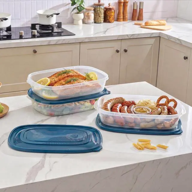 Alt view image 7 of 7 - Mainstays Semi Durable Rectangular 1 Gallon Plastic Food Storage Containers, 3 Pack
