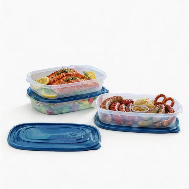 Alt view image 2 of 7 - Mainstays Semi Durable Rectangular 1 Gallon Plastic Food Storage Containers, 3 Pack