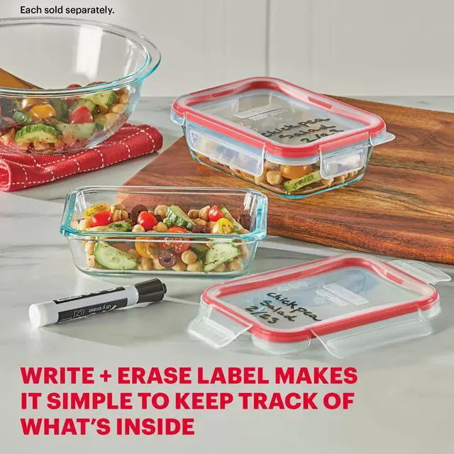 Alt view image 6 of 6 - Pyrex FreshLock 2cup Rectangle Glass Food Storage Container with Lid, Designed to Help with Food Storage and Everyday Organization