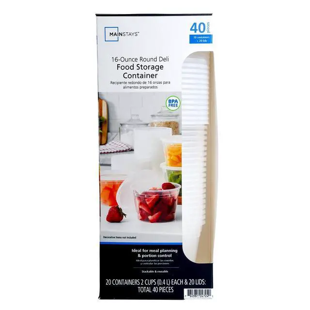Alt view image 5 of 7 - Mainstays Clear Plastic Deli Containers, 32 oz, 40 Piece
