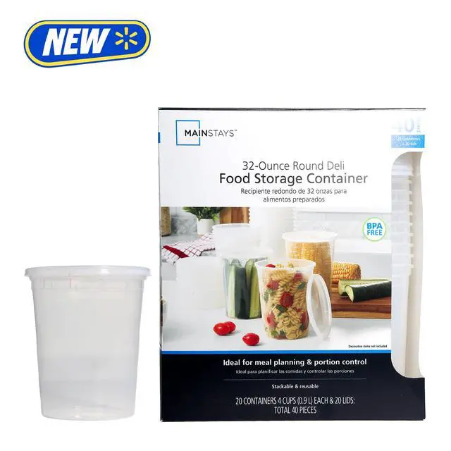 Alt view image 4 of 7 - Mainstays Clear Plastic Deli Containers, 32 oz, 40 Piece