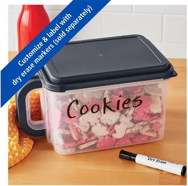 Alt view image 6 of 6 - Mainstays Medium Plastic Canister with Handle, 21 Cups, Gray Lid and Handle, Made for Pantry Organization and Food Storage