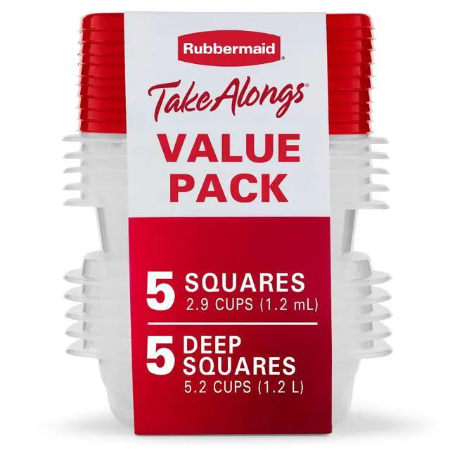 Alt view image 5 of 6 - Rubbermaid TakeAlongs Food Storage Containers, 10 Piece Set, Red