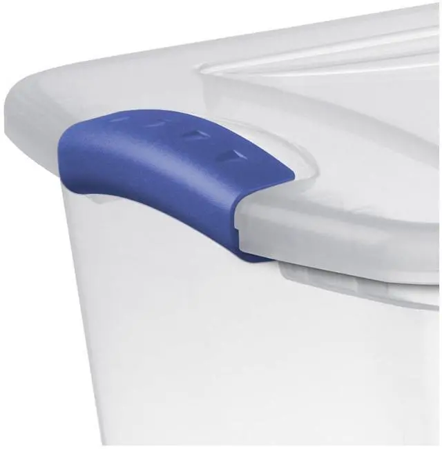 Alt view image 3 of 6 - Sterilite 27 Quart Medium Latching Storage Bin, Clear Plastic Stoarge Conatiner with Latch Lid, Blue