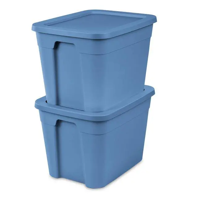 Alt view image 4 of 7 - Sterilite 18 Gallon Tote, Plastic Storage Bin with Snap-on Lid, Stackable, Blue