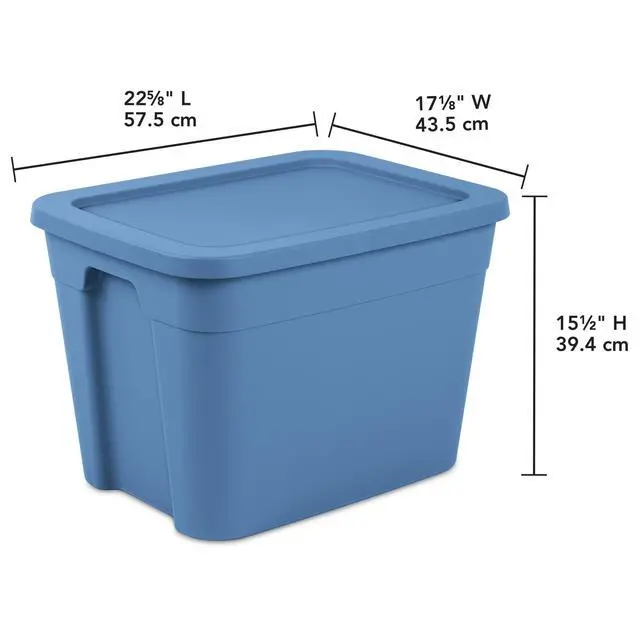 Alt view image 2 of 7 - Sterilite 18 Gallon Tote, Plastic Storage Bin with Snap-on Lid, Stackable, Blue