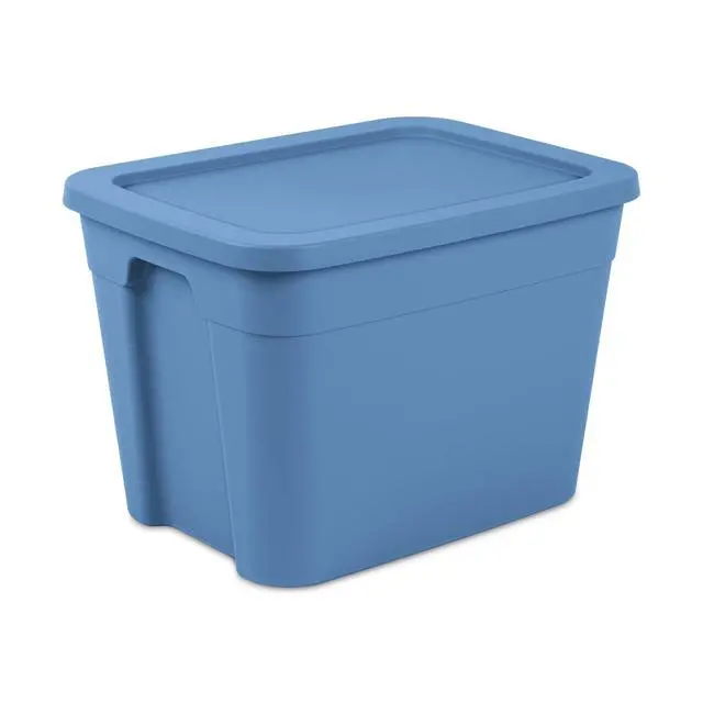 Alt view image 3 of 7 - Sterilite 18 Gallon Tote, Plastic Storage Bin with Snap-on Lid, Stackable, Blue