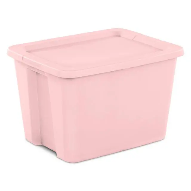 Alt view image 3 of 7 - Sterilite Large Storage Bin, 18 Gallon Plastic Storage Container with Snap-On Lid, Pink