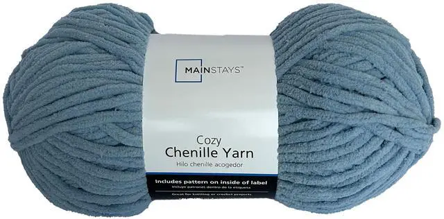 Main image of Mainstays Cozy Chenille Yarn, 220 yd, Faded Denim, 100% Polyester, Super Bulky