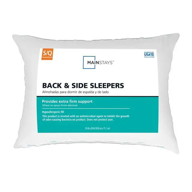 Alt view image 4 of 7 - Mainstays Back & Side Sleeper Bed Pillow, Standard/Queen, Extra Firm Support